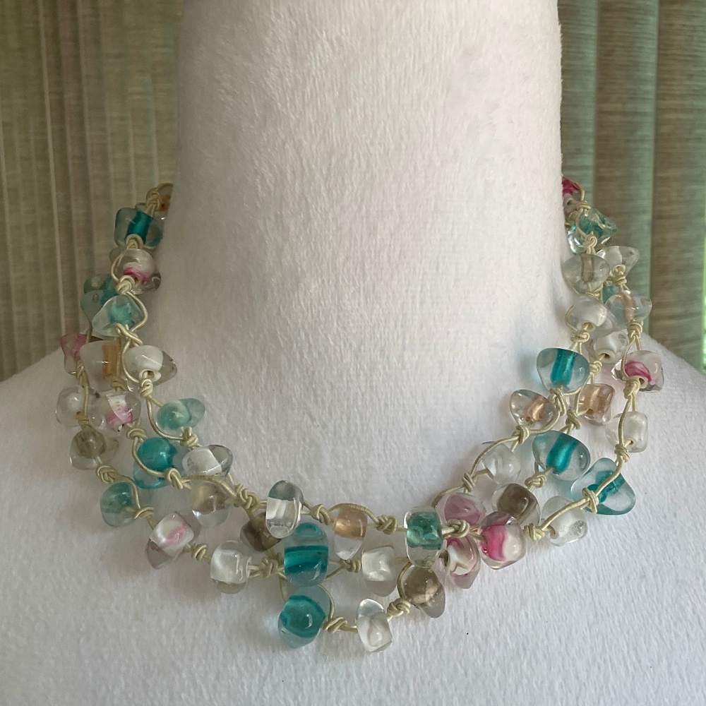 Three Strand Beaded Necklace